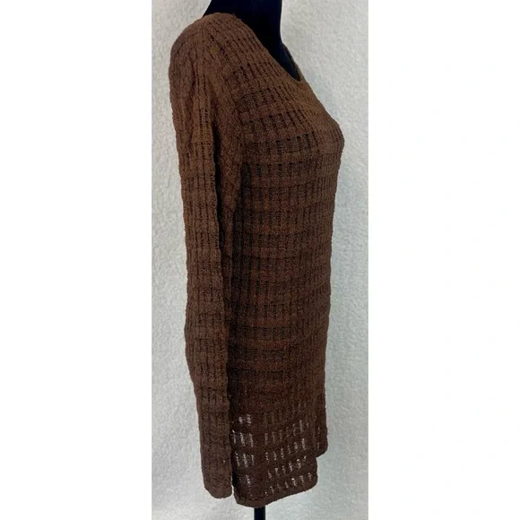 (VTG) JH COLLECTIBLES • Brown Open Knit Scoop-Neck Long Sleeve Sweater, S - Picture 7 of 11
